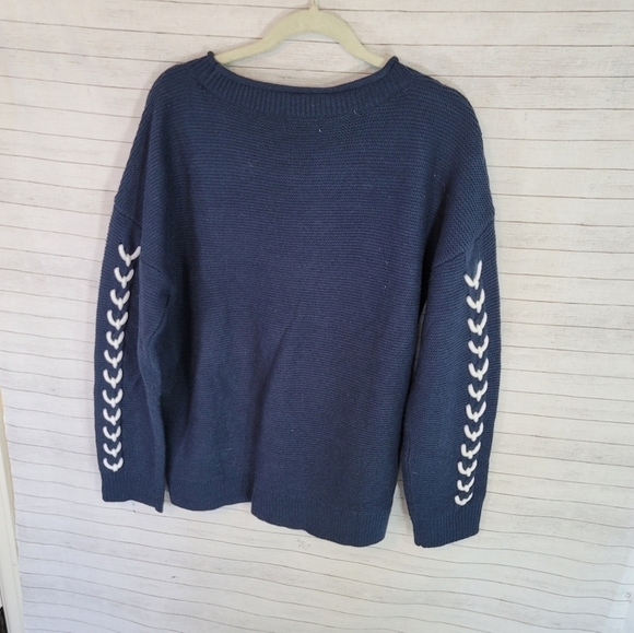 VENUS NAVY BLUE KNIT SWEATER , SZ LARGE - Picture 11 of 12